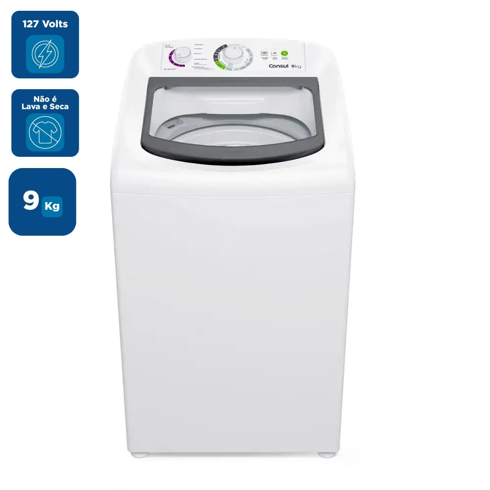 Lavadora de Roupas Consul 9Kg com Dosagem Econômica e Ciclo Edredom Branca CWB09BB – 127 Volts - Imagem 2