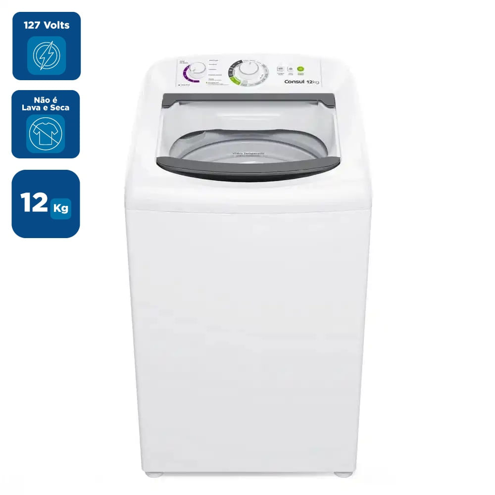 Lavadora de Roupas Consul 12Kg com Dosagem Econômica e Ciclo Edredom Branca CWH12BB – 127 Volts - Imagem 2