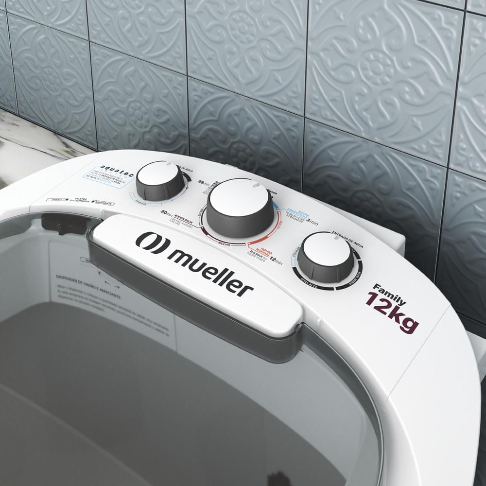 Lavadora de Roupas Mueller 12kg Family Aquatec Branca – 220 Volts - Imagem 10