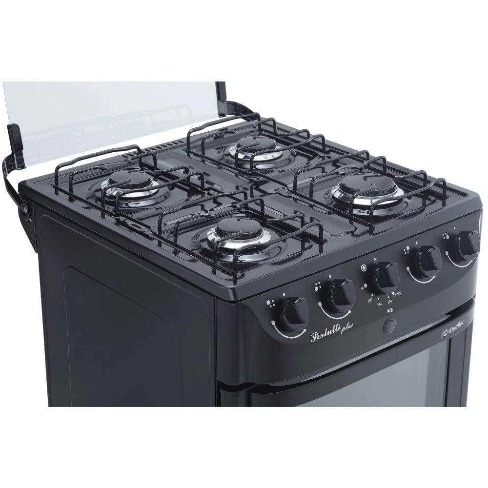 Fogão de piso Mueller 4 Bocas Preto Pertutti Plus - Bivolt - Imagem 3