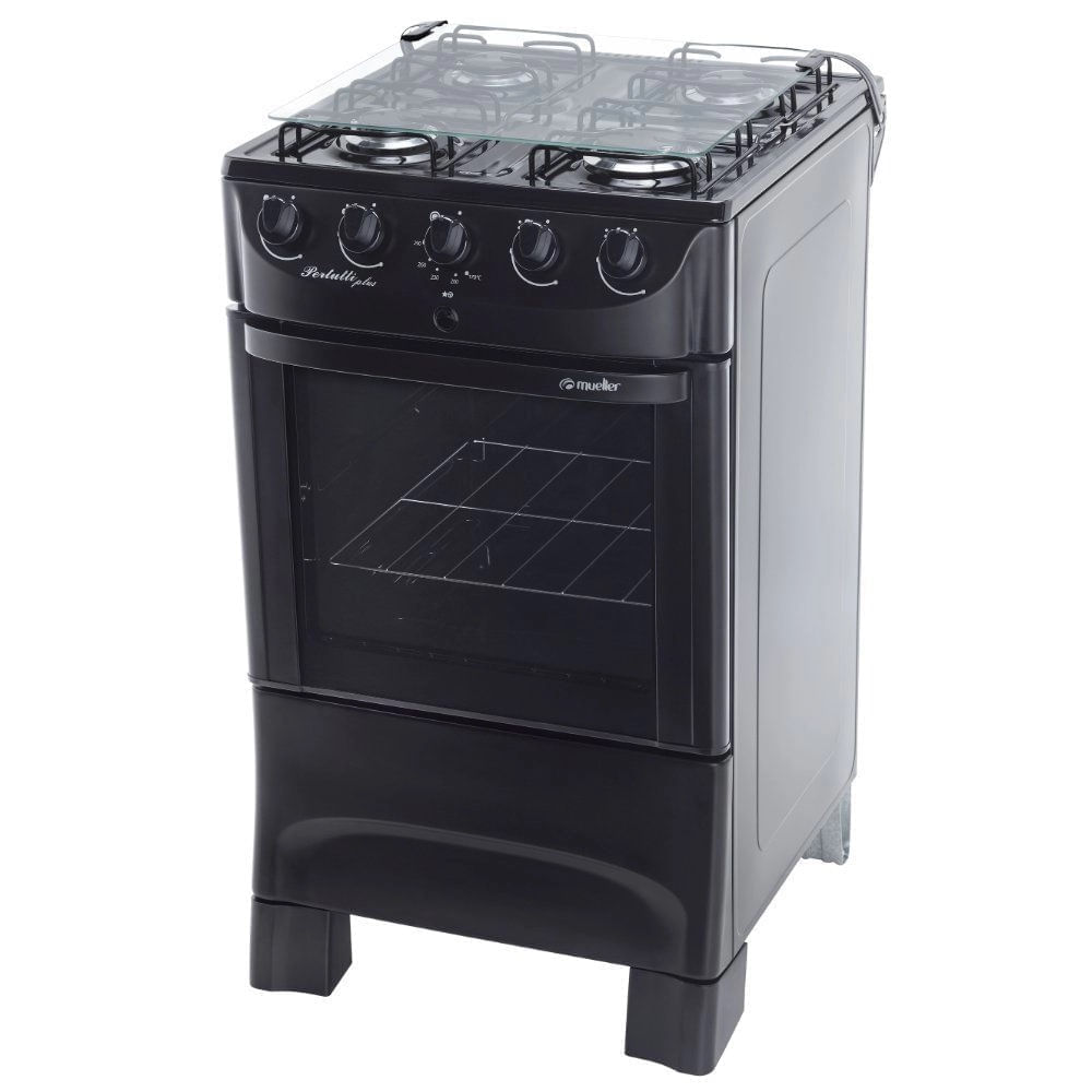 Fogão de piso Mueller 4 Bocas Preto Pertutti Plus - Bivolt - Imagem 4