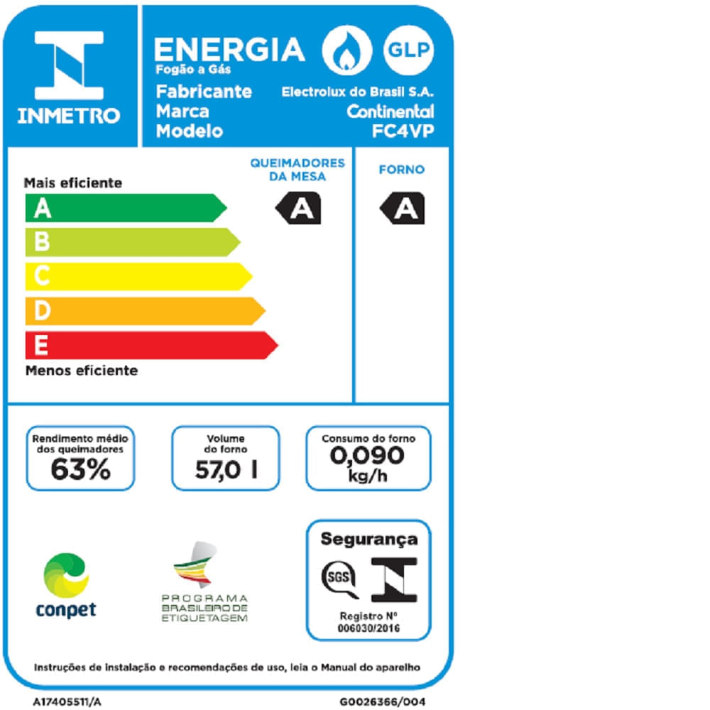 Fogão 4 Bocas Continental Automático com Mesa Compartimentada Preto FC4VP – Bivolt - Imagem 6