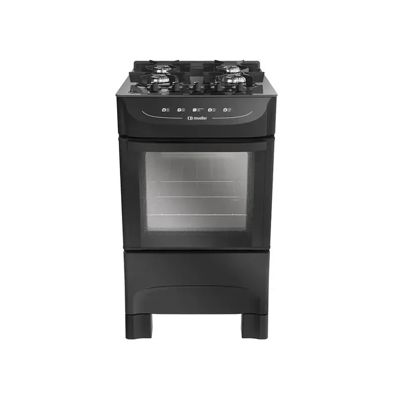 Fogão Mueller 4 Bocas Mesa De Vidro Preto Bivolt MFV4B