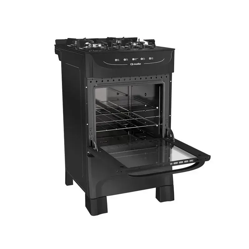 Fogão Mueller 4 Bocas Mesa De Vidro Preto Bivolt MFV4B - Imagem 4