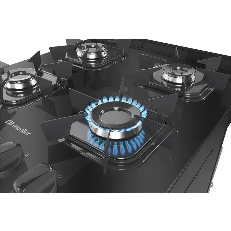 Fogão Mueller 4 Bocas Mesa De Vidro Preto Bivolt MFV4B - Imagem 6
