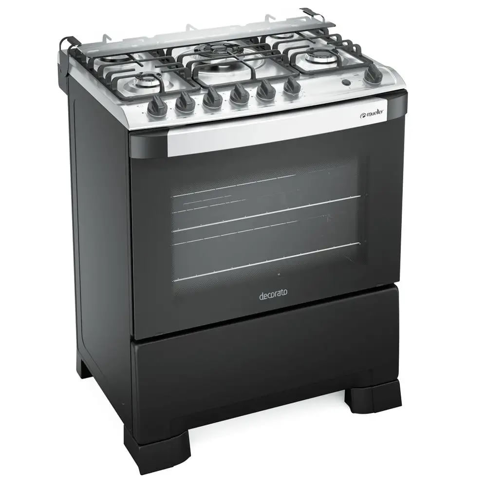 Fogão De Piso Mueller 5 Bocas Decorato Gourmet Preto Fosco - Bivolt - Imagem 3