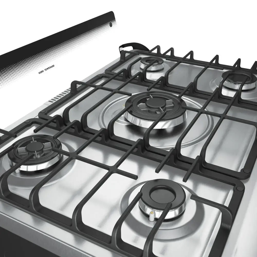 Fogão De Piso Mueller 5 Bocas Decorato Gourmet Preto Fosco - Bivolt - Imagem 6