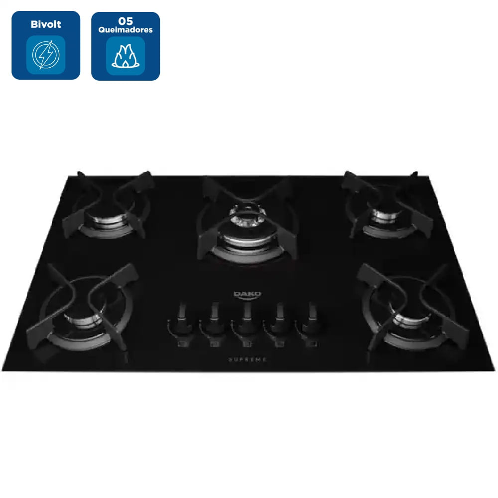 Cooktop Dako 5 Bocas Supreme Preto - Bivolt - Imagem 2