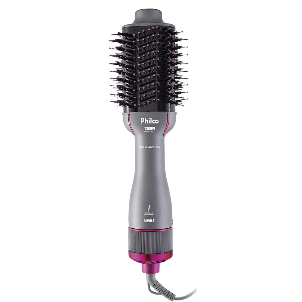 Escova Secadora Philco Soft Advance Cinza e Rosa PES14 – Bivolt