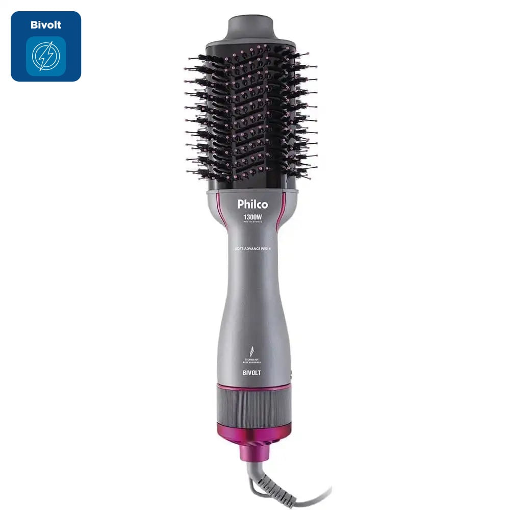Escova Secadora Philco Soft Advance Cinza e Rosa PES14 – Bivolt - Imagem 2