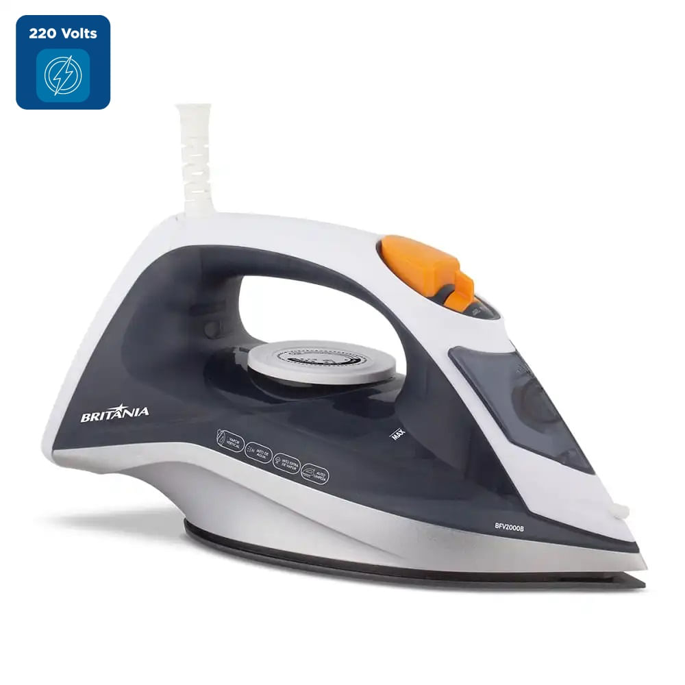 Ferro a Vapor Britânia Base Antiaderente Branco e Cinza BFV2000B – 220 Volts - Imagem 2