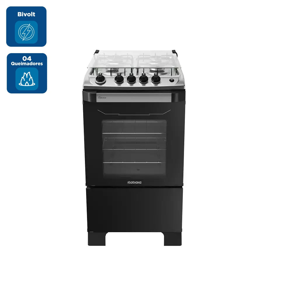 Fogão de Piso Itatiaia 4 Bocas New Dream Branco e Preto – Bivolt - Imagem 2