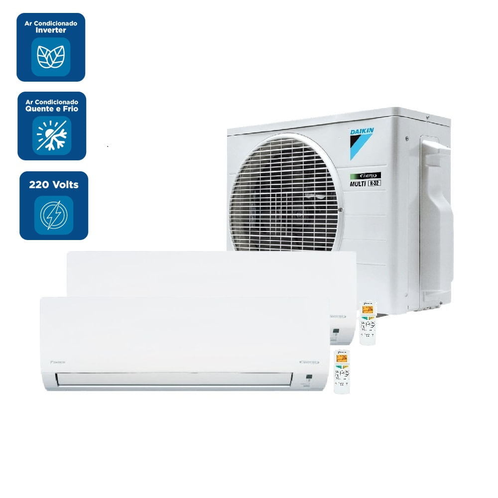 Ar Condicionado Bi Split Hi Wall Inverter Daikin Lite Smart 1x9000 + 1x12000 BTU/h Quente e Frio 2MXC18RMVM – 220 Volts - Imagem 2