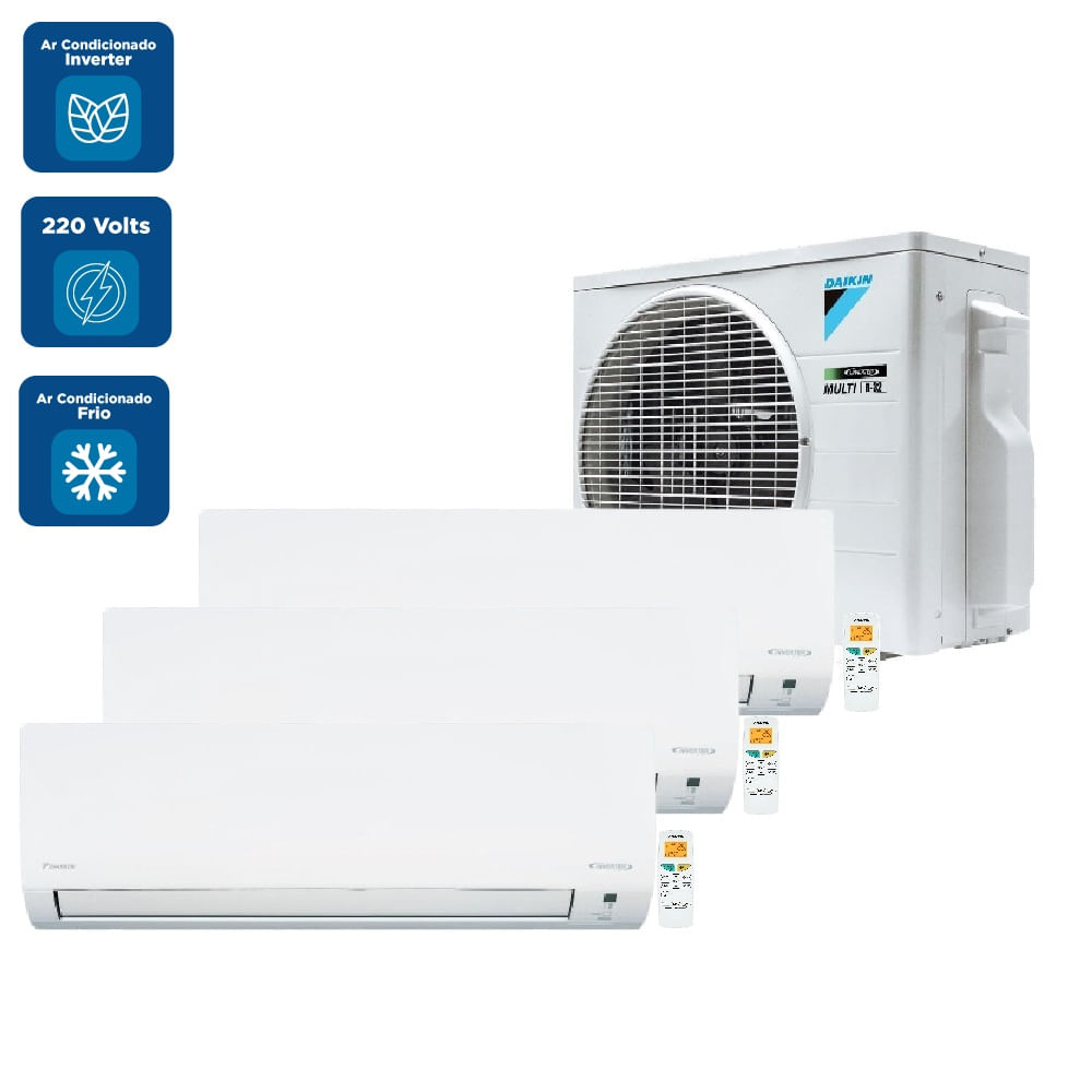 Ar Condicionado Tri Split Hi Wall Inverter Daikin Lite Smart 3x9000 BTU/h Frio 3MKC18S5VL – 220 Volts - Imagem 2