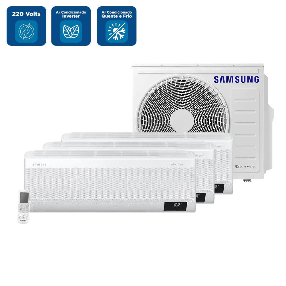 Ar Condicionado Multi Split Samsung Hi Wall WindFree 3x9000 BTU/h Quente e Frio AJ068AXJ3KH/AZ – 220 Volts - Imagem 2