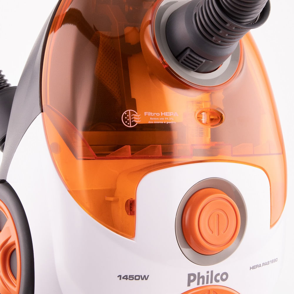 Aspirador de Pó Philco com Filtro HEPA Branco e Laranja PAS1690 – 220 Volts - Imagem 7