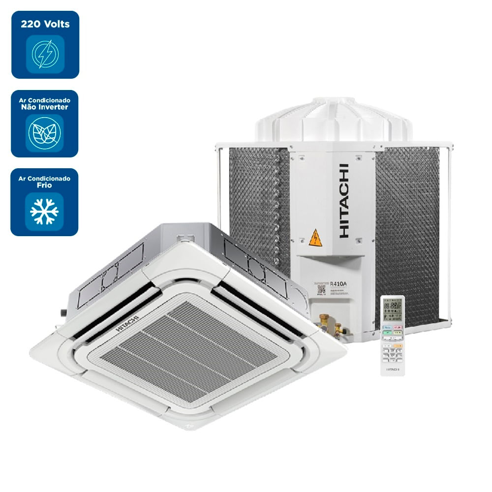 Ar Condicionado Split Cassete 4 Vias Hitachi AirCore 500 55000 BTU/h Frio Trifásico SCI60I5F – 220 Volts - Imagem 2