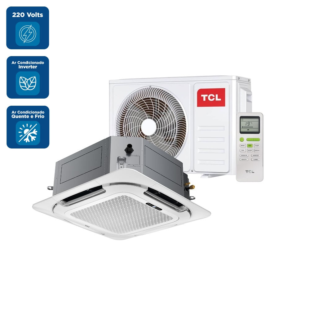 Ar Condicionado Split Cassete 4 Vias Inverter TCL 24000 BTU/h Quente e Frio TAC24CHSGCTINV – 220 Volts - Imagem 2
