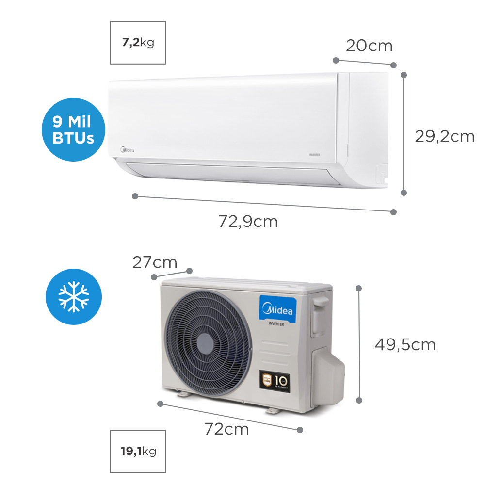 Ar Condicionado Split Hi Wall Inverter Midea Xtreme Save AI Connect 12000 BTU/h Frio 38AGVCJ12M5 – 220 Volts - Imagem 8