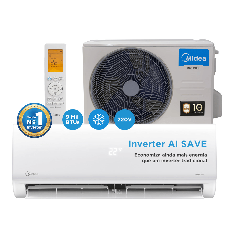 Ar Condicionado Split Hi Wall Inverter Midea Xtreme Save AI Connect 9000 BTU/h Frio 38AGVCJ09M5 – 220 Volts - Imagem 10
