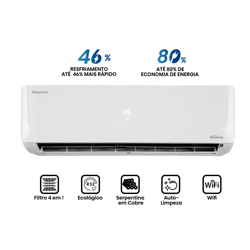 Ar Condicionado Split Hi Wall Inverter Hisense Wi-Fi 12000 BTU/h Quente e Frio AS-12UW2RLD00C – 220 Volts - Imagem 3