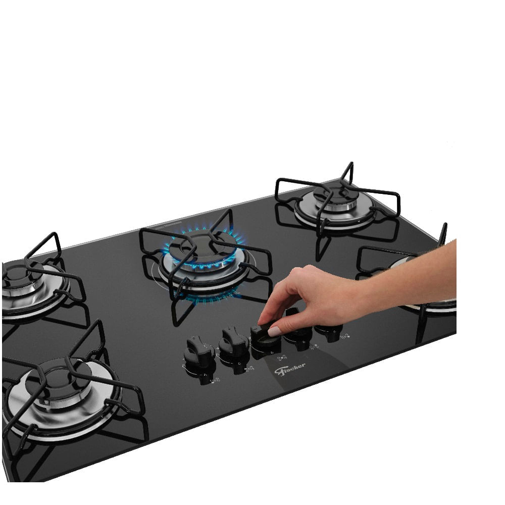 Cooktop a Gás Fischer 5 Bocas Fit Line Preto – Bivolt - Imagem 4