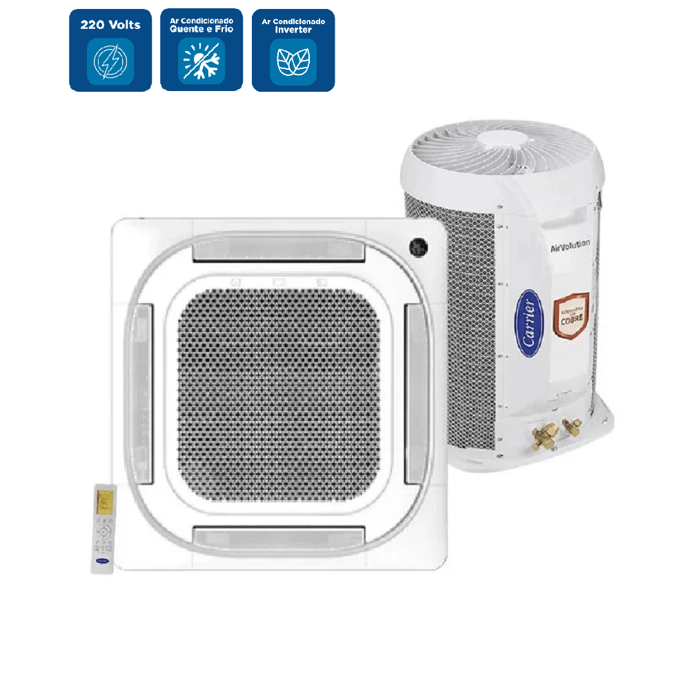 Ar Condicionado Split Cassete 4 Vias Inverter Carrier 23000 BTU/h Quente e Frio Monofásico 40KVQA22C5 - 220 Volts - Imagem 2