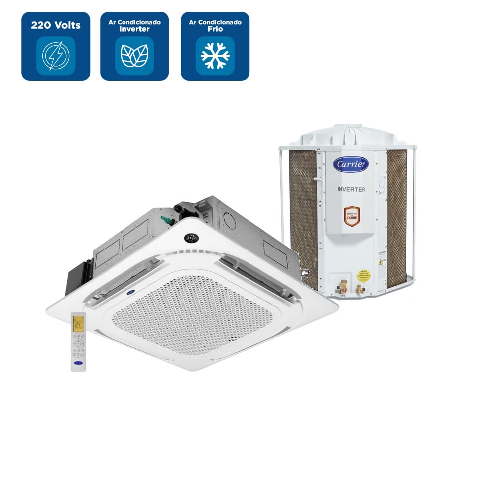 Ar Condicionado Split Inverter Cassete 4 Vias Carrier Connect 48000 BTU/h Frio Monofásico 38CCVE48515MC – 220 Volts - Imagem 2