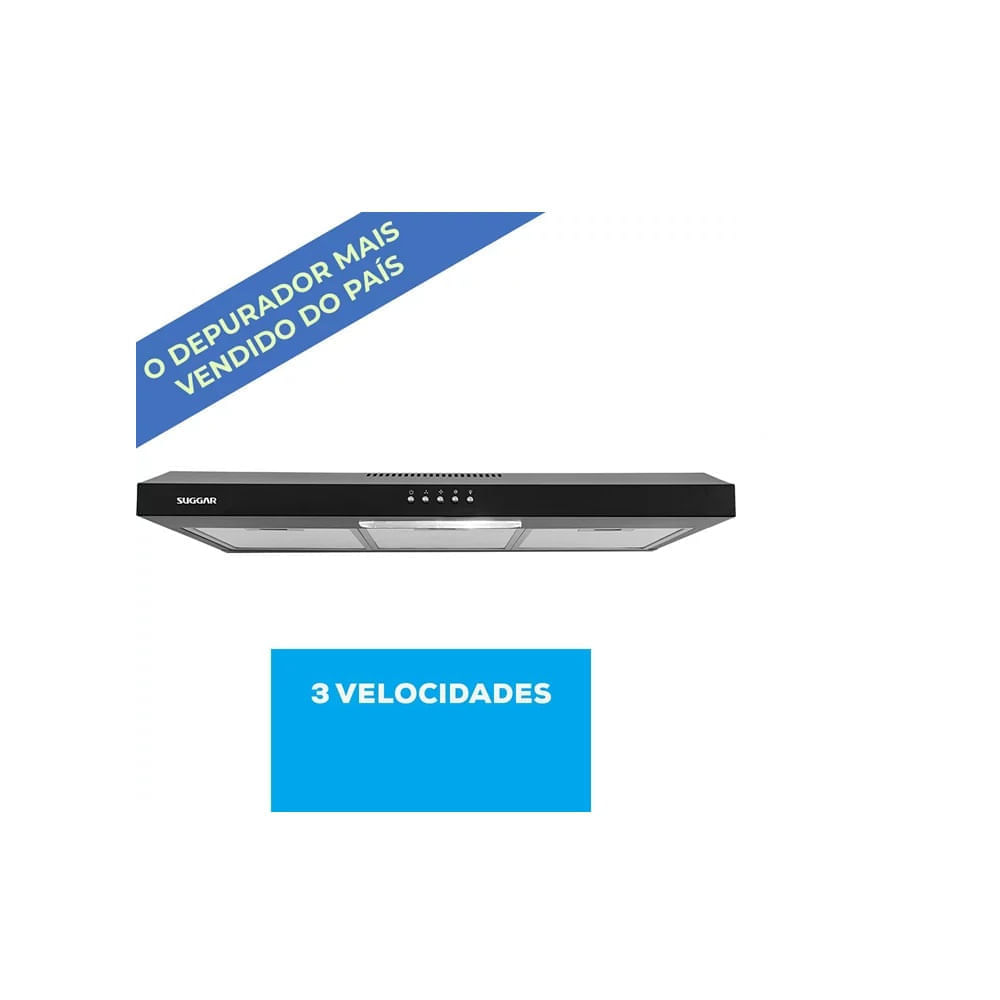 Depurador de Ar Slim Suggar 80cm Preto DPS182PT – 220 Volts - Imagem 5