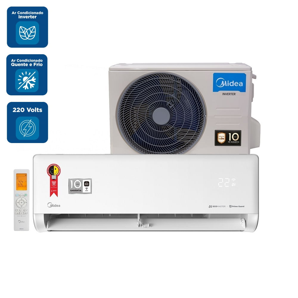 Ar Condicionado Split Inverter Midea 12000 BTUs AI Ecomaster Quente e Frio 42EZVQA12M5 – 220 Volts - Imagem 2