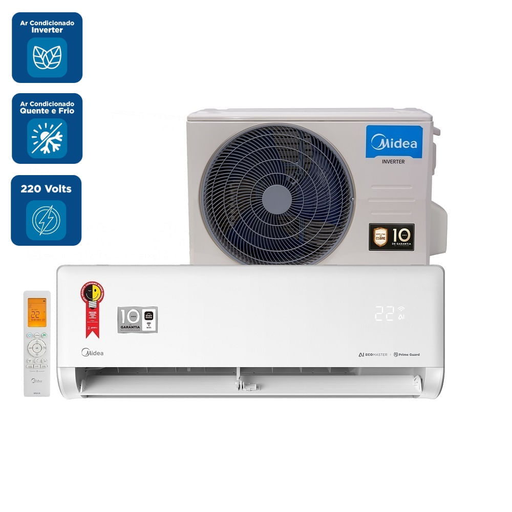 Ar Condicionado Split Hi Wall Inverter Midea AI Ecomaster 18000 BTU/h Quente e Frio 42EZVQA18M5 – 220 Volts - Imagem 2