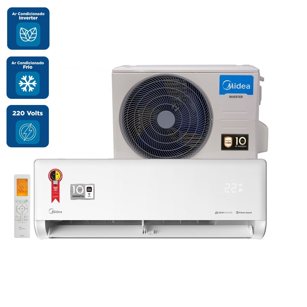 Ar Condicionado Split Hi Wall Inverter Midea AI Ecomaster 24000 BTU/h Frio 42EZVCA24M5 – 220 Volts - Imagem 2