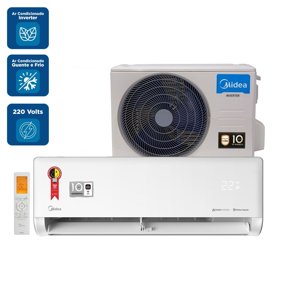 Ar Condicionado Split Hi Wall Inverter Midea AI Ecomaster 24000 BTU/h Quente e Frio 42EZVQA24M5 – 220 Volts - Imagem 2