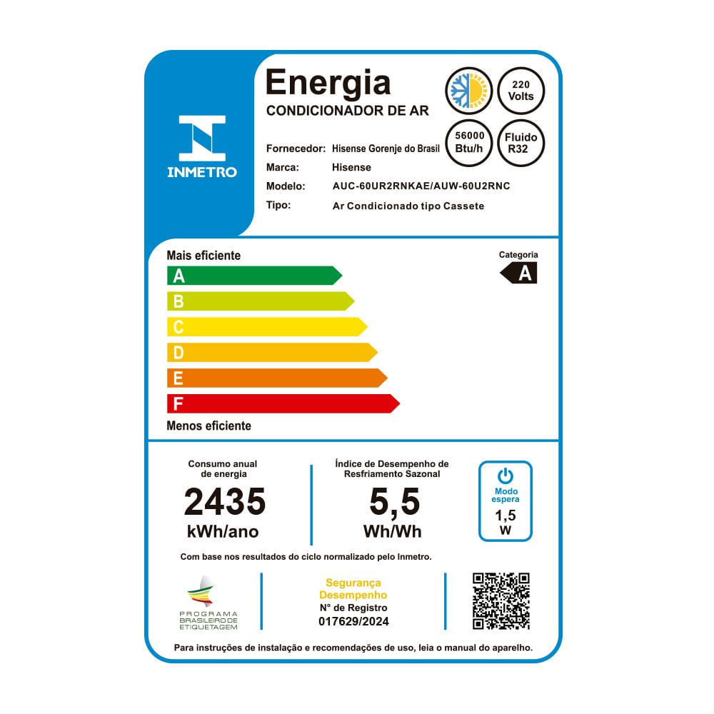 Ar Condicionado de Split Cassete Hisense 56.000 Btus Inverter Quente e Frio 220 Volts AUC-60UR2RKA - Imagem 11