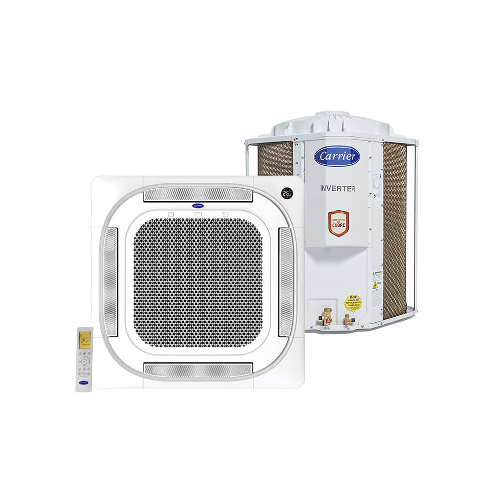 Ar Condicionado Split Cassete Carrier Inverter 24000 BTU/h 4 Vias Frio Monofásico 40KVQD24C5– 220 Volts