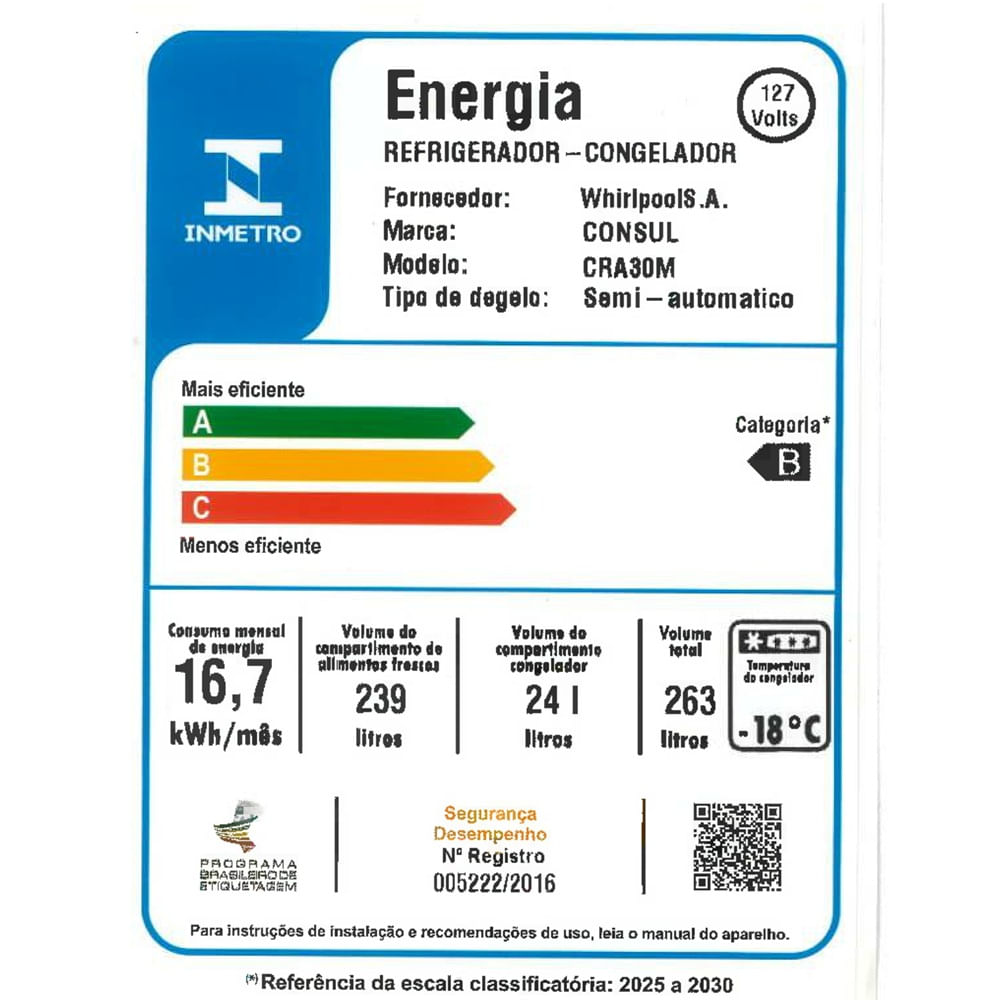 Refrigerador Consul 263 Litros Degelo Seco Branco CRA30MB - 127 Volts - Imagem 13