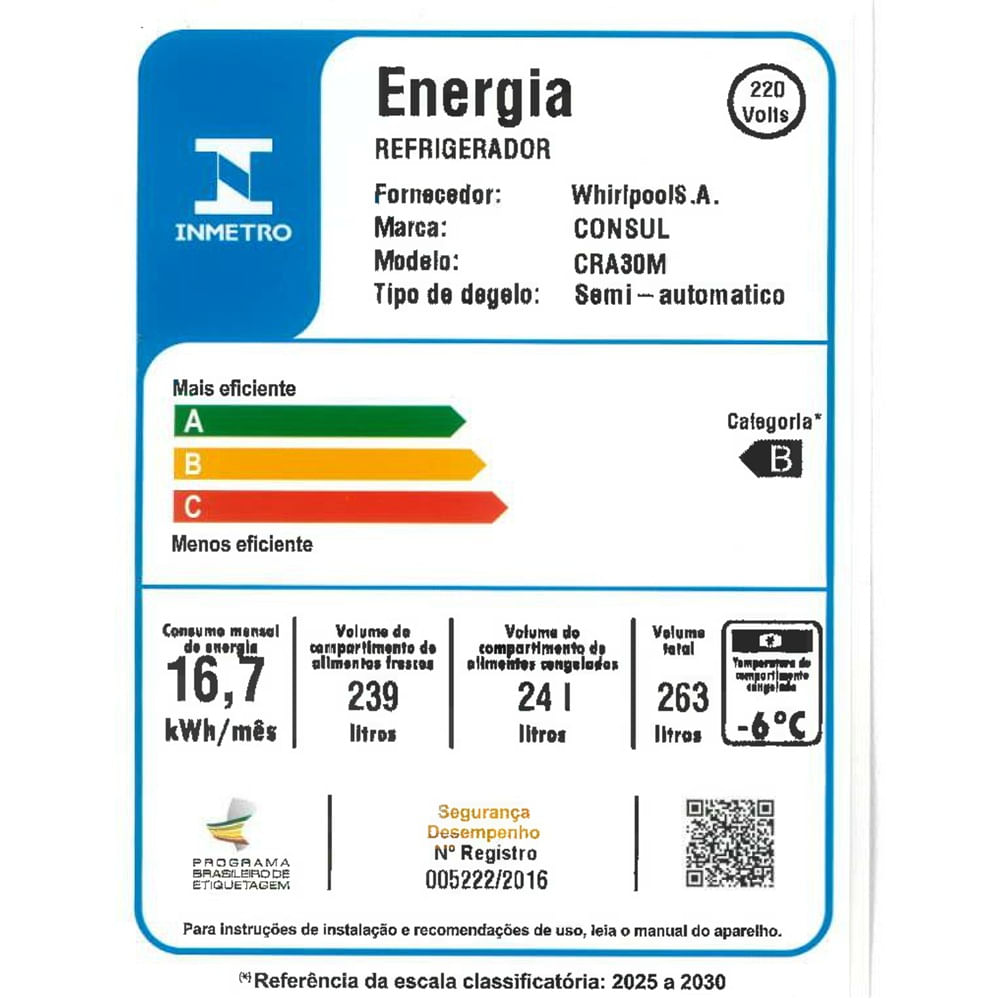 Refrigerador Consul 263 Litros Degelo Seco Branco CRA30MB - 220 Volts - Imagem 13