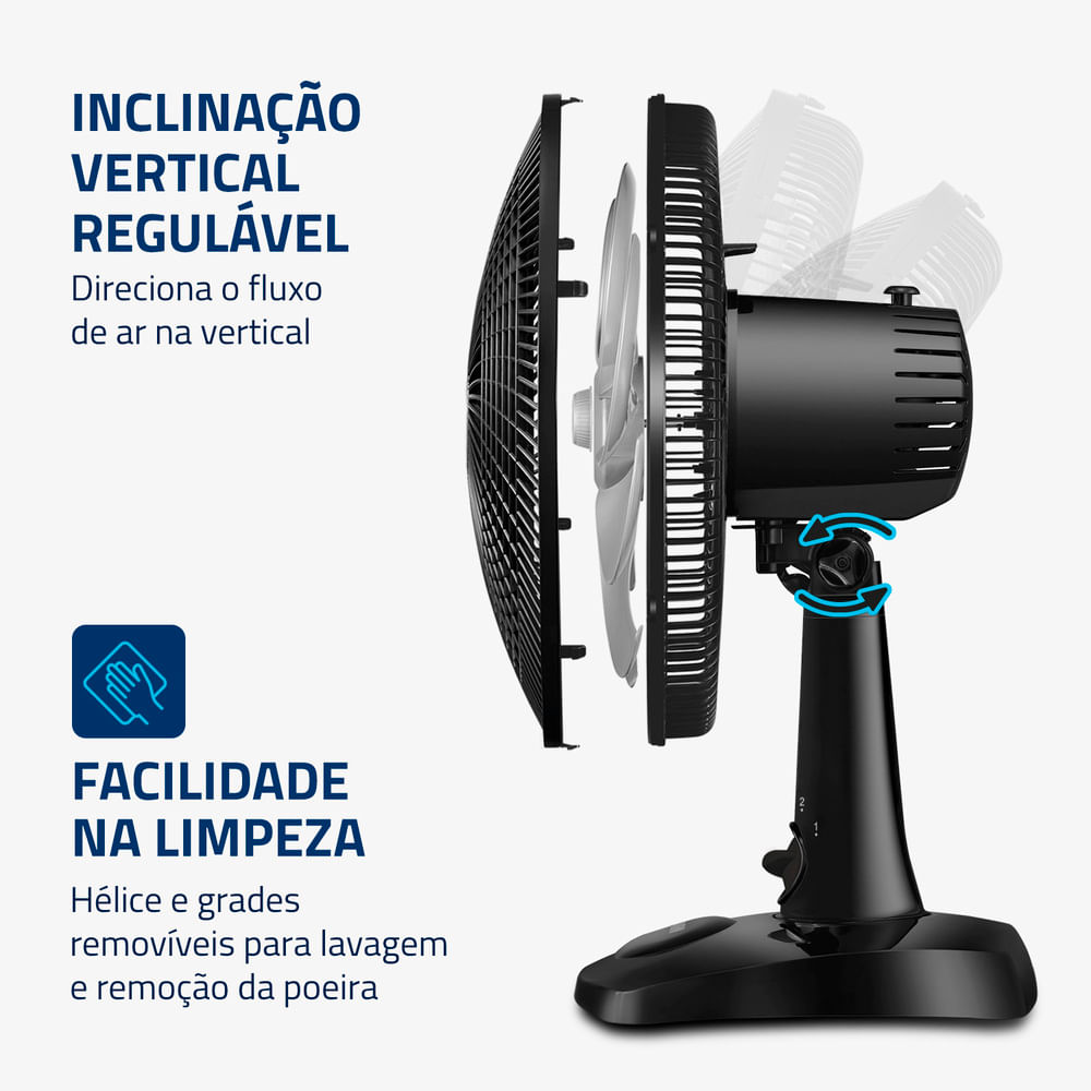 Ventilador de Mesa Mondial 30cm Super Power II Preto NVSP-30-B2 - 220 Volts - Imagem 4