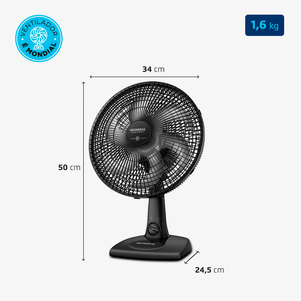 Ventilador de Mesa Mondial 30cm Super Power II Preto NVSP-30-B2 - 220 Volts - Imagem 7
