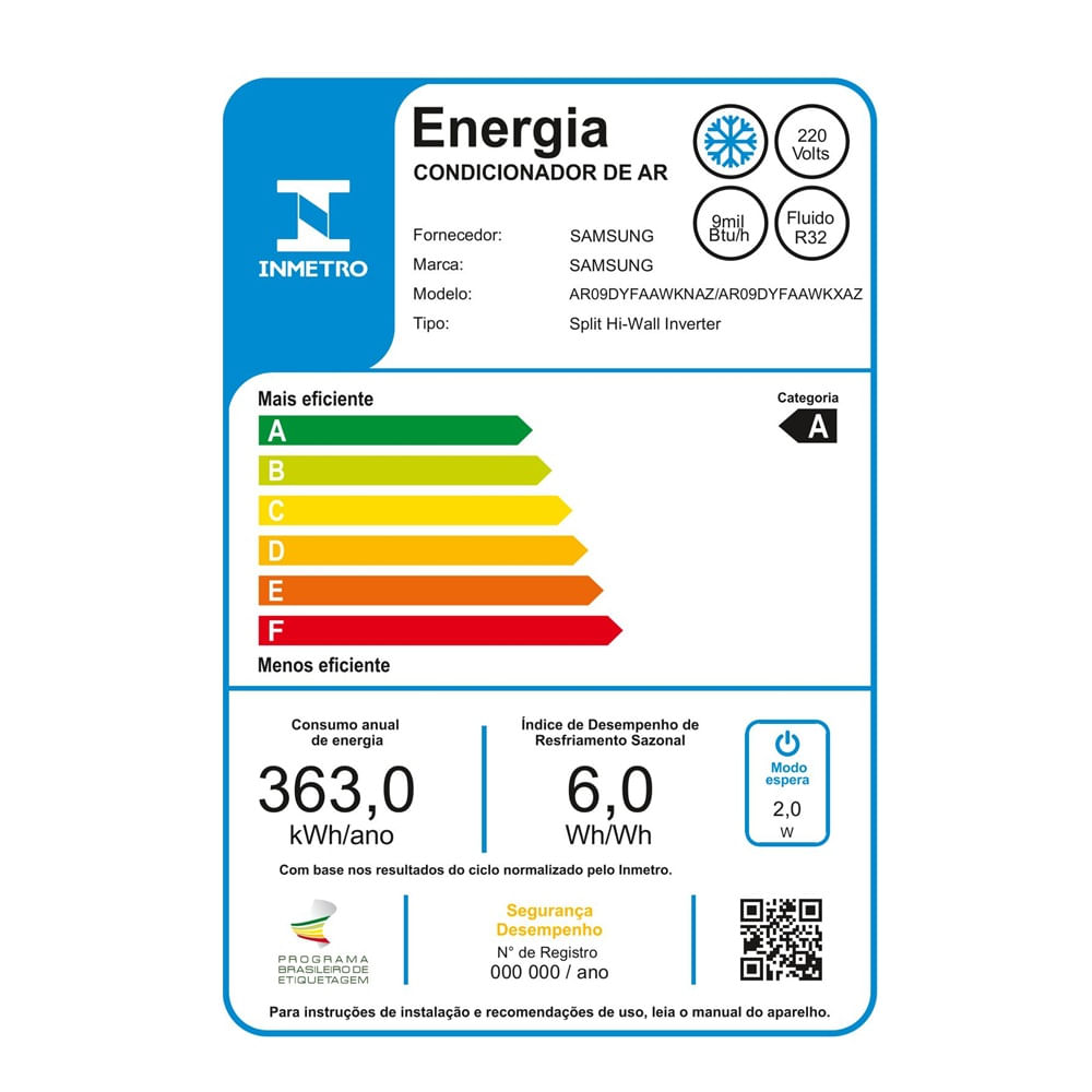 Ar Condicionado Split Inverter Samsung WindFree AI 9000 BTU/h Frio AR09DYFAAWKNAZ – 220 Volts - Imagem 8