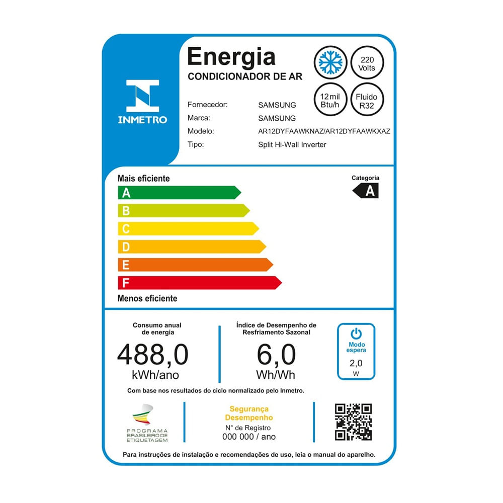 Ar Condicionado Split Inverter Samsung WindFree AI 12000 BTU/h Frio AR12DYFAAWKNAZ – 220 Volts - Imagem 9
