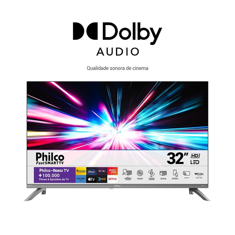 Smart TV Philco 32" LED Roku TV HD Dolby Áudio P32CRA - Bivolt - Imagem 3