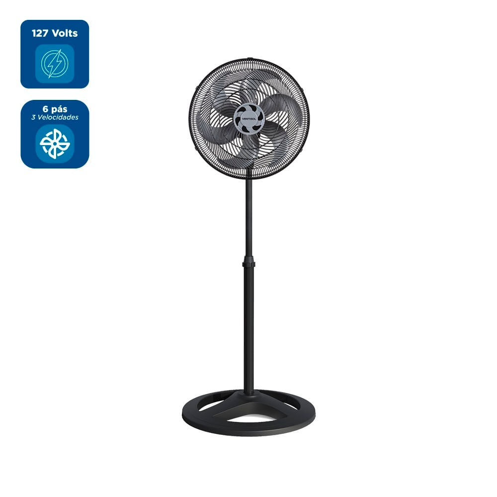 Ventilador de Coluna Ventisol 40cm Turbo 6 Pás Preto VOC40 - 127 Volts - Imagem 2