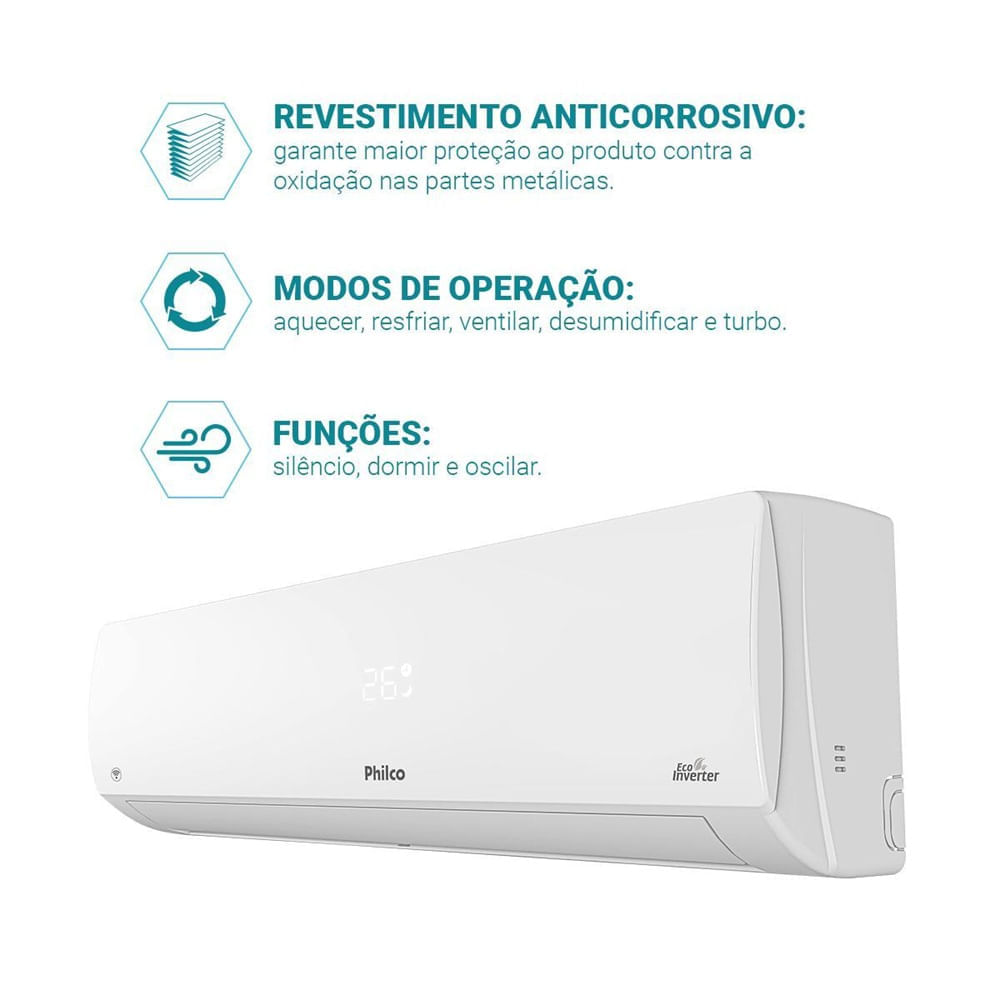 Ar Condicionado Bi Split Inverter Philco 2x9000 BTU/h Quente e Frio PAC18QV - 220 Volts - Imagem 13
