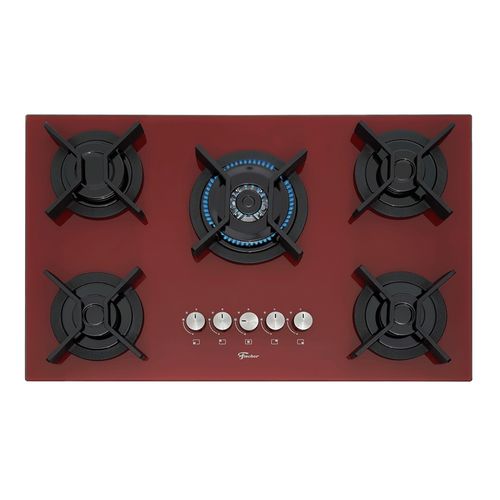 Cooktop a Gás Fischer 5 Bocas TC Infinity Mesa Vidro Vermelho Rouge – Bivolt