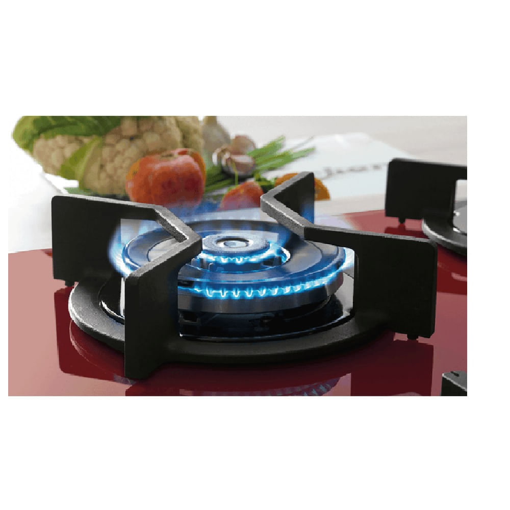 Cooktop a Gás Fischer 5 Bocas TC Infinity Mesa Vidro Vermelho Rouge – Bivolt - Imagem 8