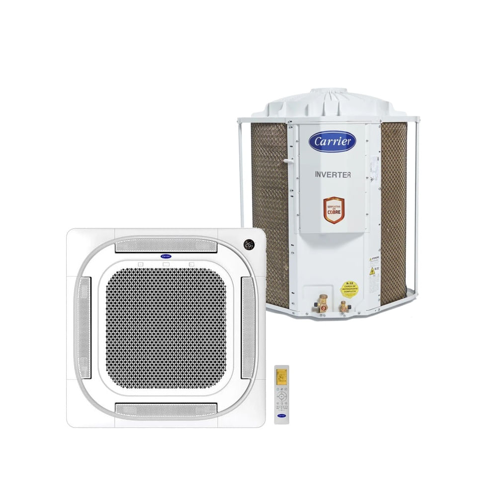 Ar Condicionado Split Cassete 4 Vias Inverter Carrier 54000 BTU/h Frio Monofásico 40KVQF54C5A - 220 Volts
