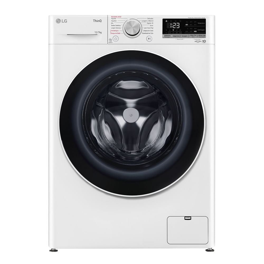 Lava e Seca LG 12Kg Smart com Inteligência Artificial AIDD Branca VC4 CV5012WC4A - 220 Volts