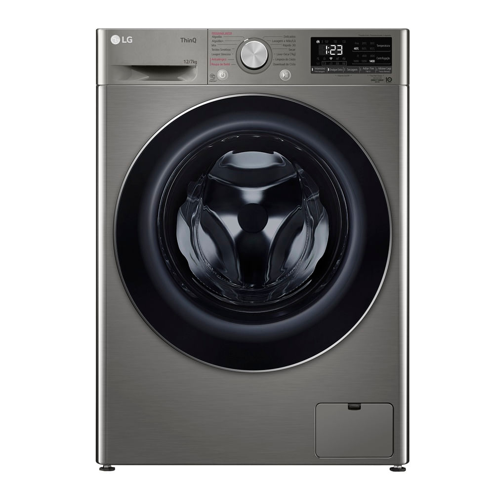 Lava e Seca LG 12Kg Smart com Inteligência Artificial AIDD Inox VC4 CV5012PC4 - 127 Volts
