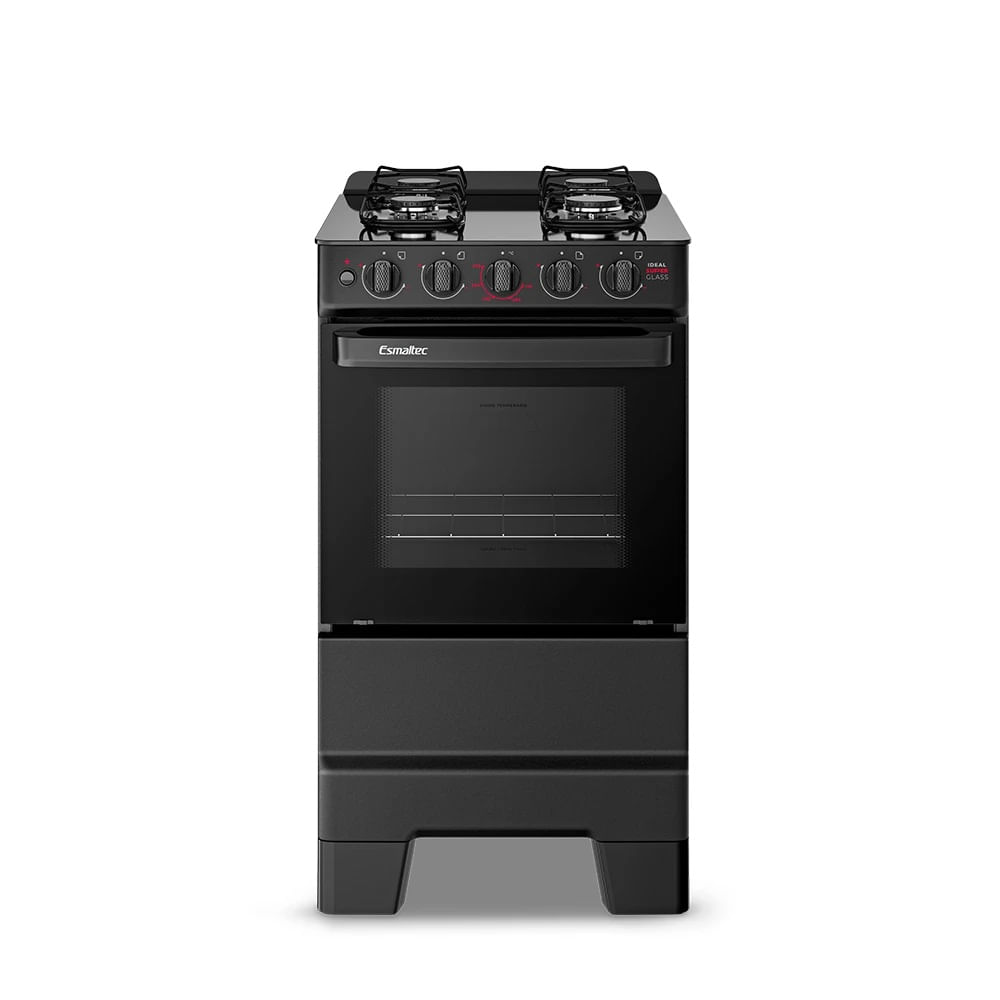 Fogão de Piso Esmaltec 4 Bocas Ideal Super Glass Preto - Bivolt